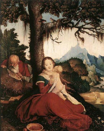 BALDUNG GRIEN, Hans Rest on the Flight to Egypt Norge oil painting art